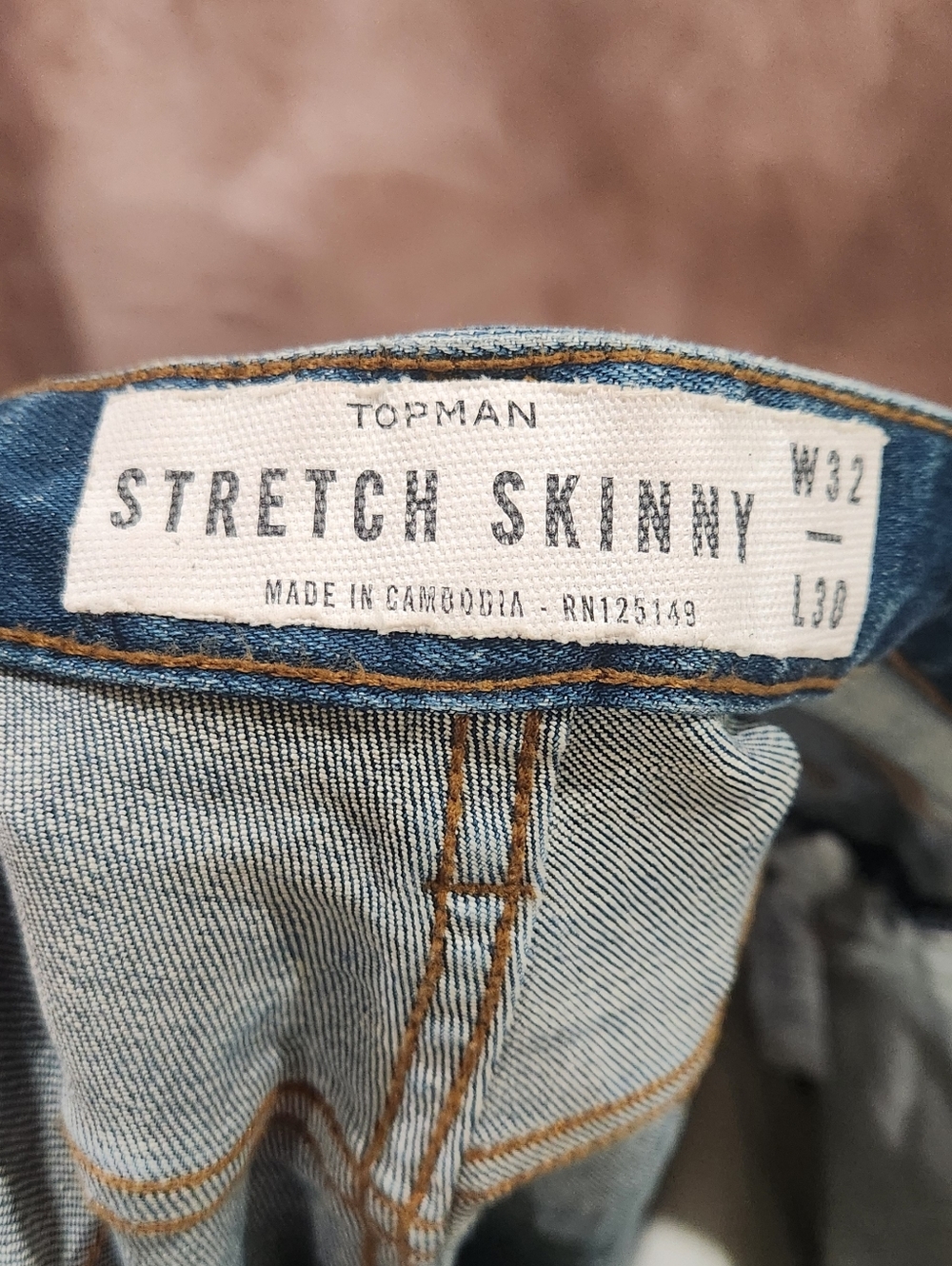 Topman Stretch Skinny Jeans – Men’s W32 L30 – Medium Wash Button Fly Denim - Picture 5 of 6